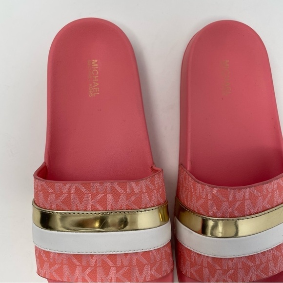 Michael Kors Pink and Gold Rubber Slides - Picture 4 of 6